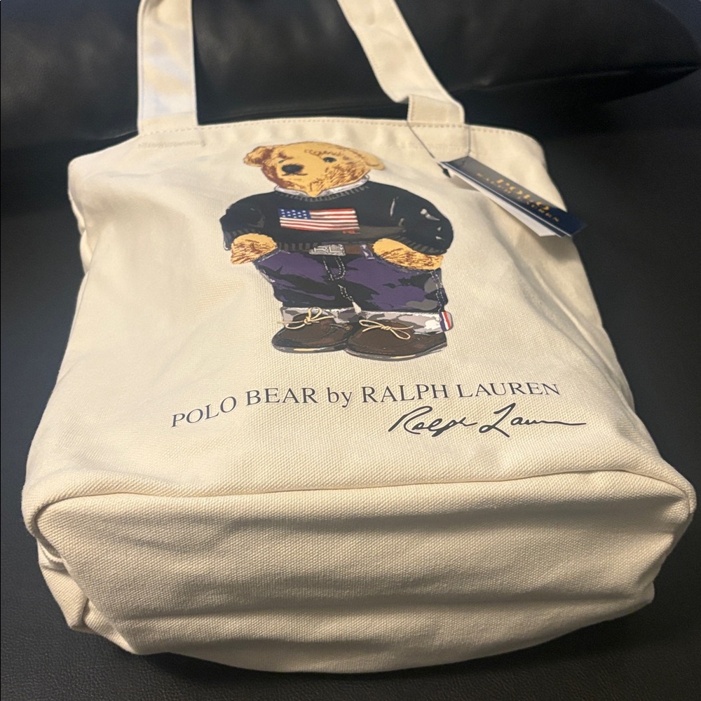 Ralph Lauren Cream Tote with Polo Bear Design - Picture 6 of 6